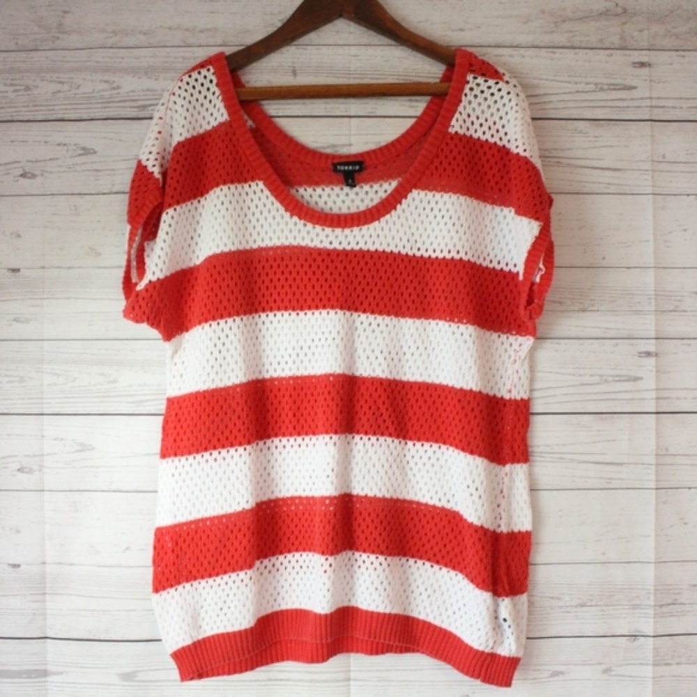 Torrid 3X Open Knit Pullover Tee Shirt Sweater